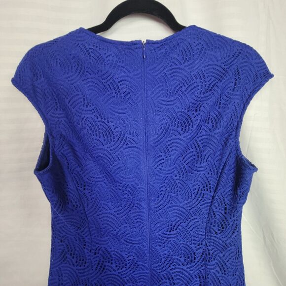 Liz Claiborne Blue Short Cap Sleeve Crochet Lace Dress Women's Size 6 - Picture 5 of 11
